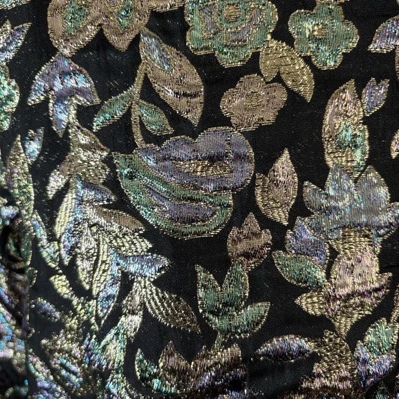 Vintage Patra Jacket 14 Lame' Floral Metallic Black Cocktail Evening Glam - Picture 4 of 12